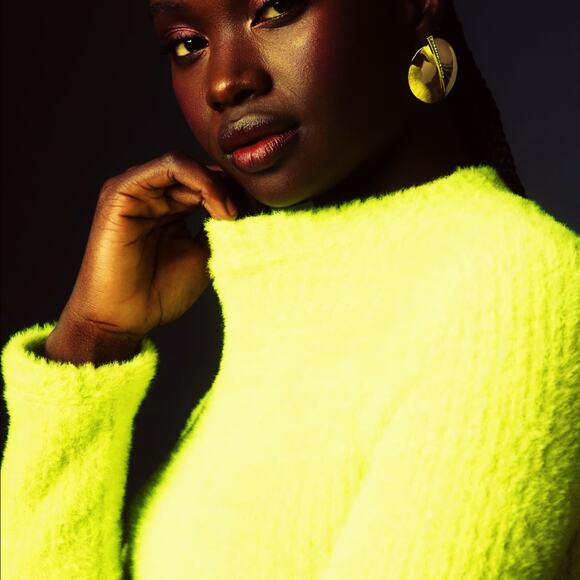 by‎ Anthropologie Mock Neck Fuzzy Sweater in Brat Green Neon Lime Size XS - Picture 11 of 11